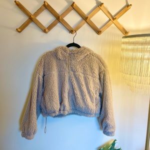 Urban Outfitters Tan Cropped Teddy Jacket